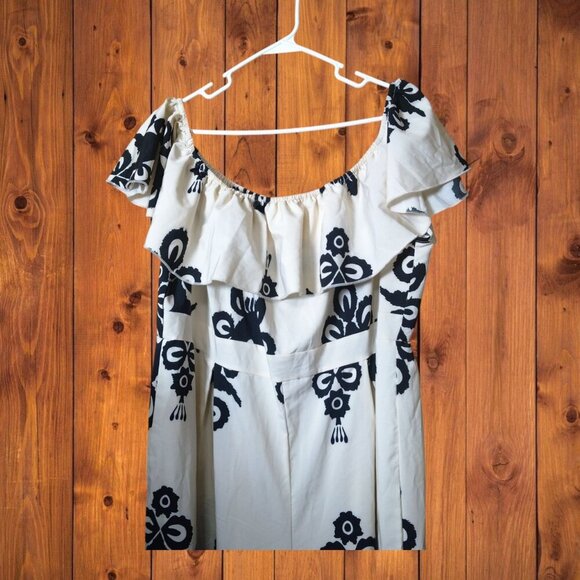 Shein Curve Women's 3XL Wide Leg Shoulder Ruffle Elastic Waist Boho Jumpsuit - Picture 2 of 5